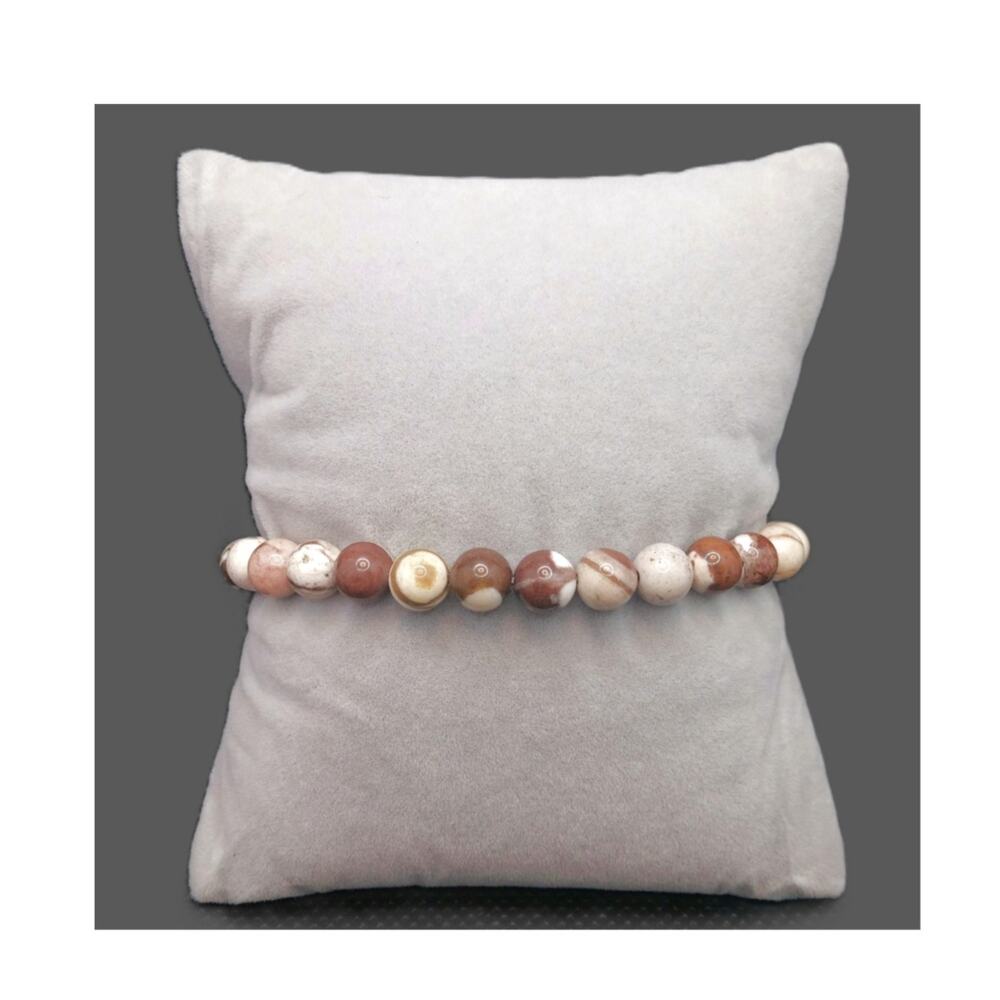 Artisan Brown Zebra Jasper Bracelet Beaded 6mm Gemstone Stretch Earthy Unisex